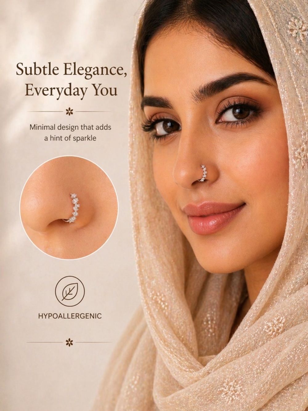 nose hoop, nose ring, iced nose ring, CZ nose ring, cubic zirconia
